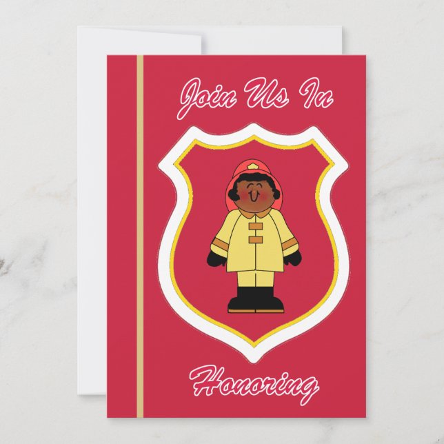 Svartvit, kvinnlig brandmansinbjudan i Pension Inbjudningar (Framsida)