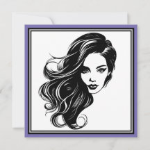 Svartvit kvinnligt hälsningskort Porträtt