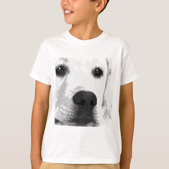 Svartvit Labrador-hämtning T-shirt (Framsida)