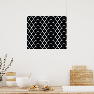 Svartvit lackering, Quatrefoil, Trellis Poster