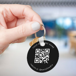 Svartvit Lägg till din Anpassningsbar QR-kodsöknin Nyckelring