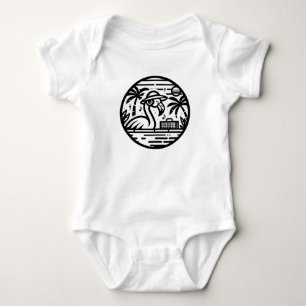 Svartvit lamingo-hörlurar och Tropikar för musik T Shirt