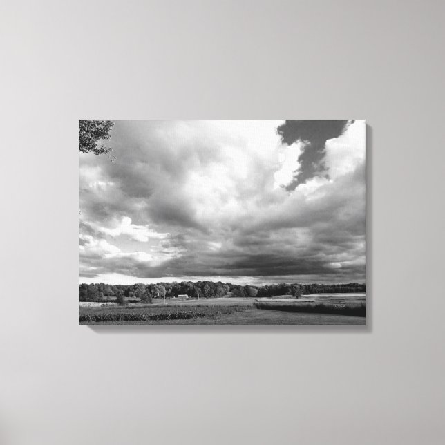 Svartvit land-foto på arbetsyta canvastryck (Framsida)