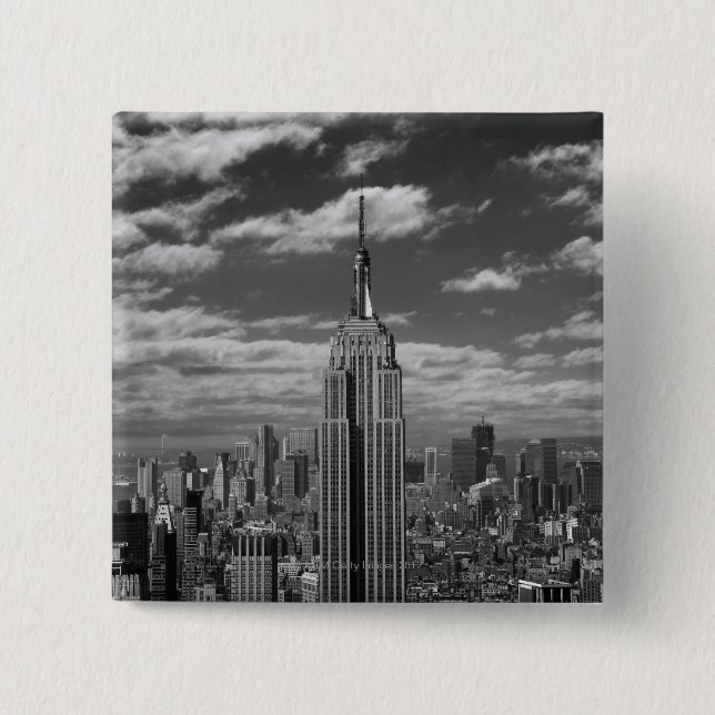 Svartvit landskap i New York City Skyline Knapp (Framsida)