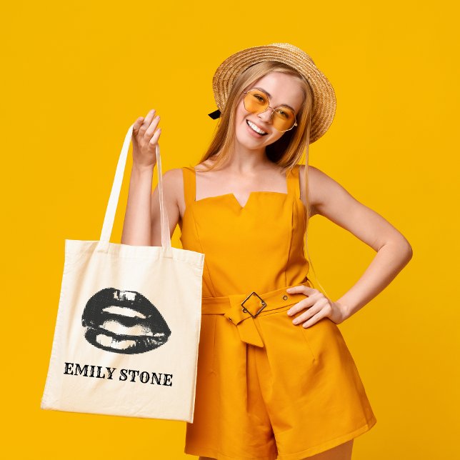 Svartvit läppar-verktygslåda tygkasse (Skapare uppladdad)