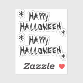 Svartvit läsktypografi av happy halloween klistermärken