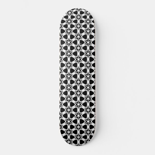 Svartvit lattice Mönster Mini Skateboard Bräda 18,5 Cm (Framsida)