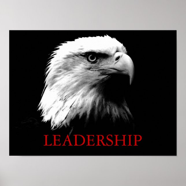 Svartvit Leader Eagle Öga Poster (Framsidan)