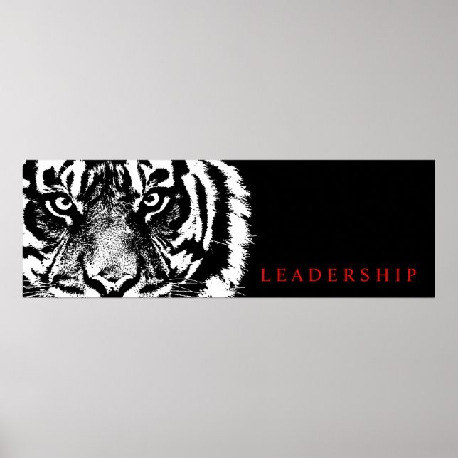 Svartvit ledarskap Sumatran Borneo Tiger Poster (Framsidan)