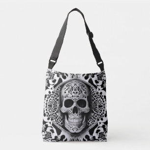 Svartvit leende Snöre Skull Axelväska