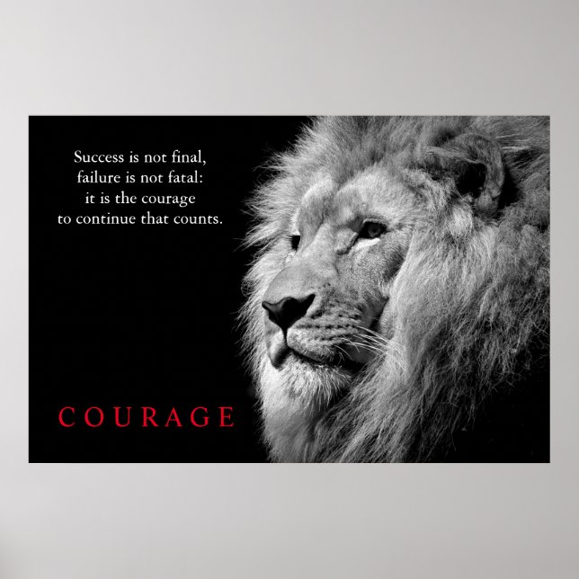 Svartvit Lejon inspirationskälla Poster (Framsidan)