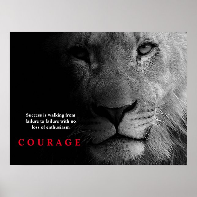 Svartvit Lejon inspirationskälla Poster (Framsidan)