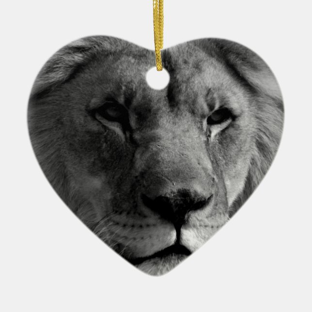 Svartvit Lejon Julgransprydnad Keramik (Framsidan)
