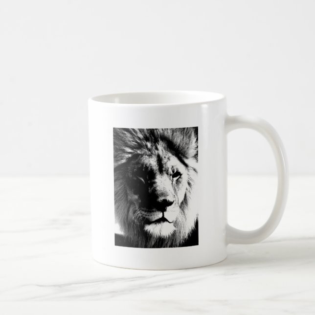 Svartvit Lejon Kaffemugg (Höger)