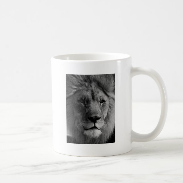 Svartvit Lejon Kaffemugg (Höger)