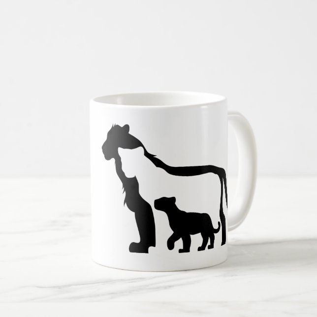 Svartvit Lejon Kaffemugg (Framsida höger)