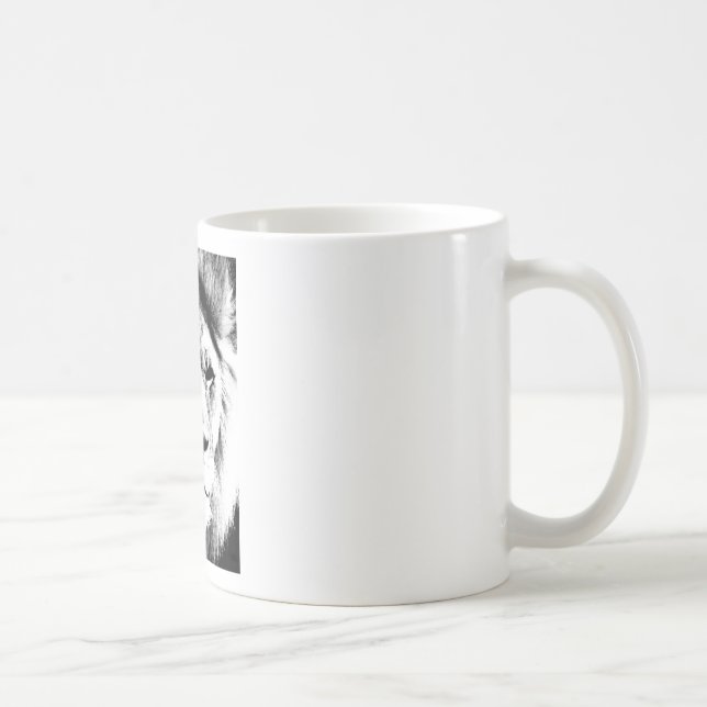Svartvit Lejon Kaffemugg (Höger)