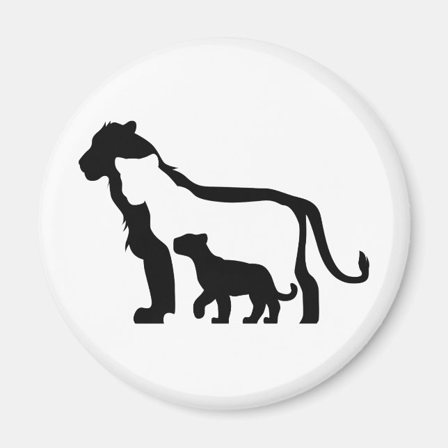 Svartvit Lejon Magnet (Framsidan)