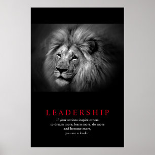 Svartvit, Lejon, motiv, ledarskapsoffert Poster