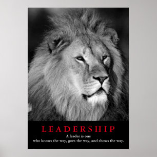 Svartvit Lejon motivation Poster