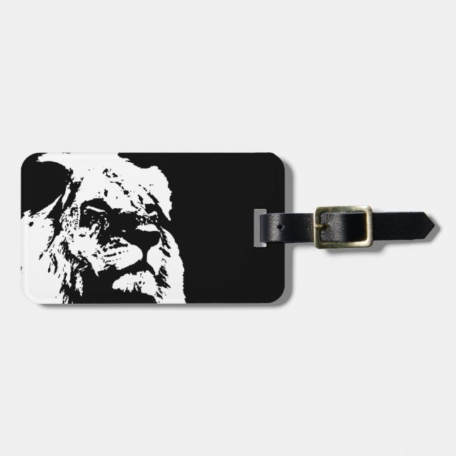 Svartvit lejon popkonst bagagebricka (Horisontell Framsida)