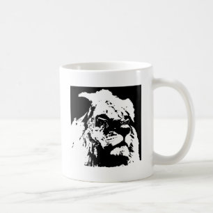 Svartvit lejon popkonst kaffemugg