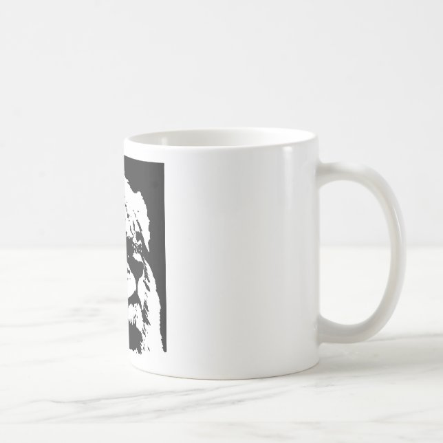 Svartvit lejon popkonst kaffemugg (Höger)