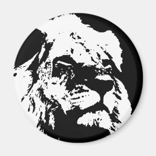 Svartvit lejon popkonst magnet