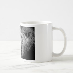 Svartvit Lejon Porträtt - Fotografi på djur Kaffemugg