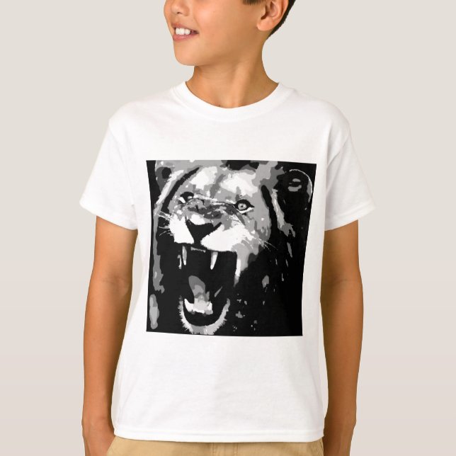 Svartvit Lejon T Shirt (Framsida)