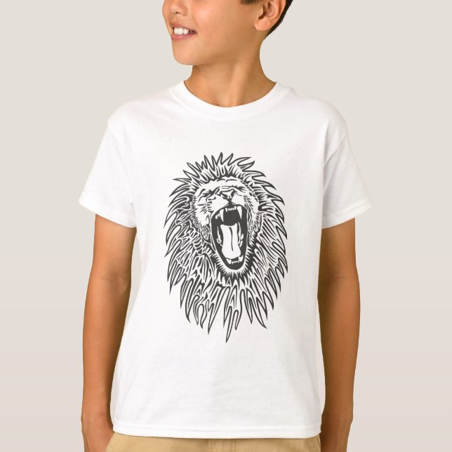 svartvit-lejon-vektor tee shirt (Framsida)
