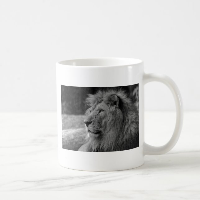Svartvit Lejon - Vild djur Kaffemugg (Höger)