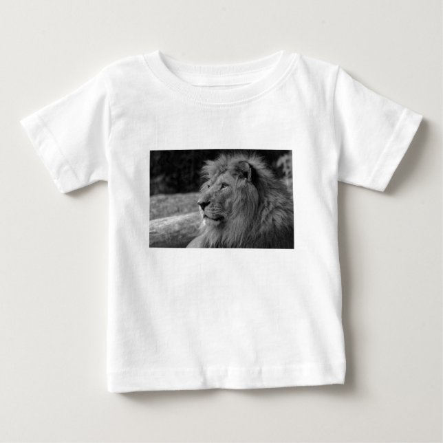 Svartvit Lejon - Vild djur T-shirt (Framsida)
