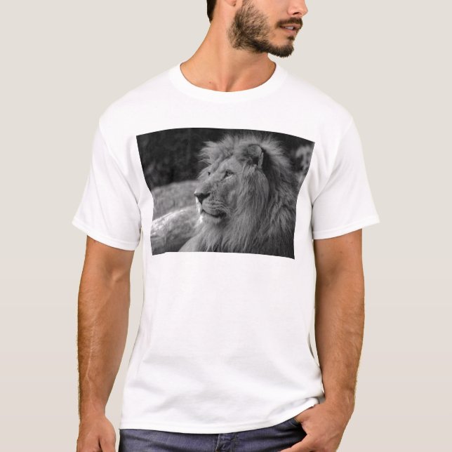 Svartvit Lejon - Vild djur T-shirt (Framsida)
