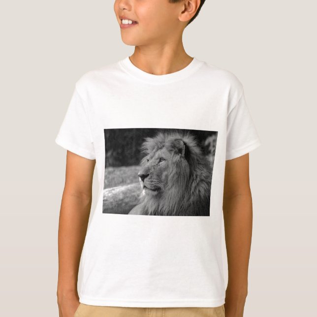Svartvit Lejon - Vild djur T-shirt (Framsida)