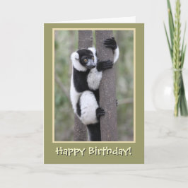 Svartvit Lemur Grattis på födelsedagen Kort