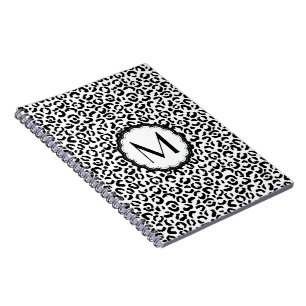 Svartvit Leopard Monogram Anteckningsbok