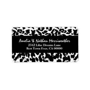 Svartvit Leopard V001 Adressetikett