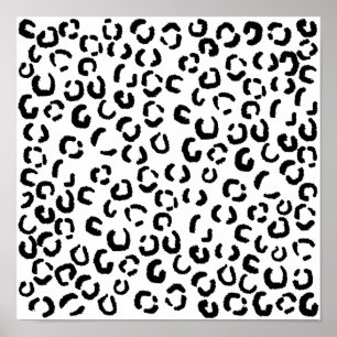 Svartvit Leopardtryckmodell Poster