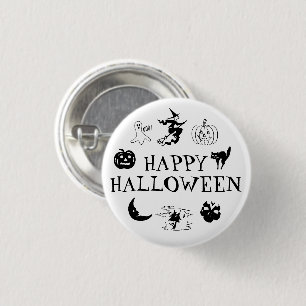 Svartvit lerkostum i happy halloween knapp