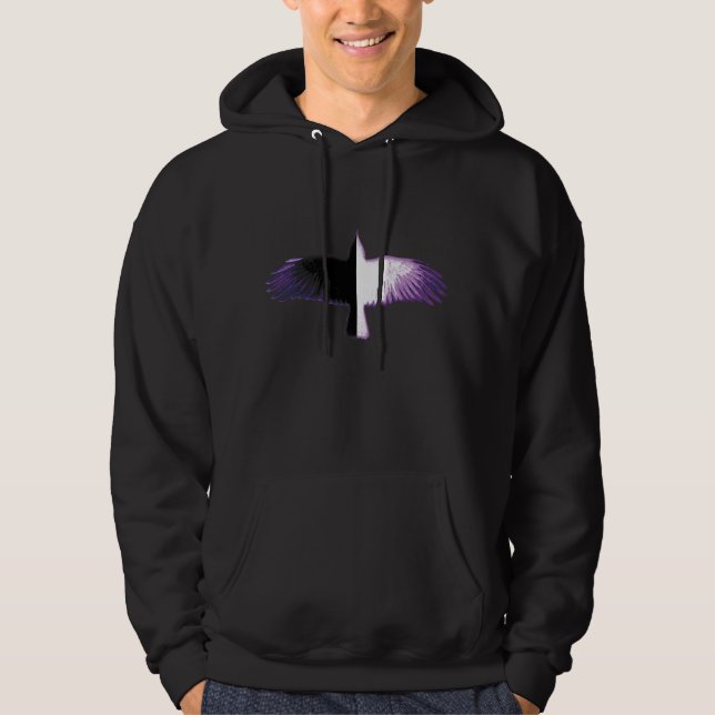 Svartvit Lila Kråka Hoodie (Framsida)