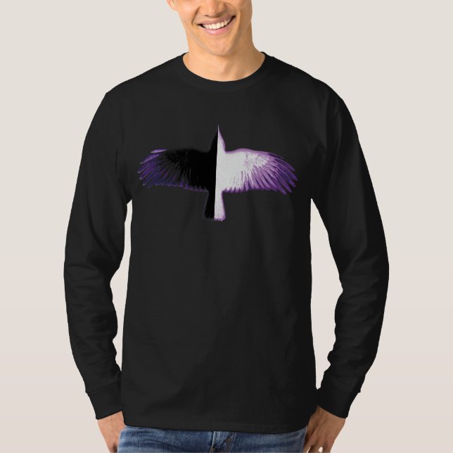 Svartvit Lila Kråka T Shirt (Framsida)