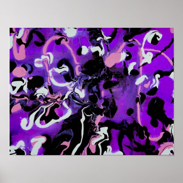 Svartvit,Lila,Rosa och vit design - Poster (Framsidan)