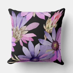 Svartvit Lila vattenfärg Reversible Pillow Kudde