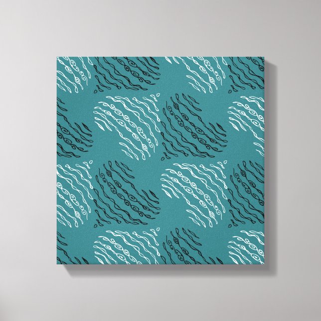 Svartvit Lining Heart Mönster Art Canvastryck (Framsida)