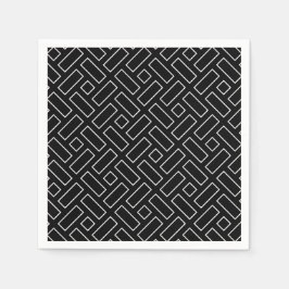 Svartvit, linjärt block Mönster - svart Pappersservett