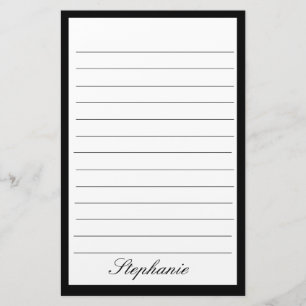 Svartvit Linjer Ram Monogram Namn Anpassningsbar Brevpapper