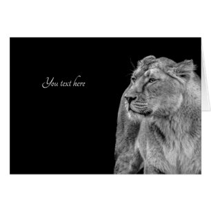 Svartvit Lioness Note Card-Anpassade Hälsningskort