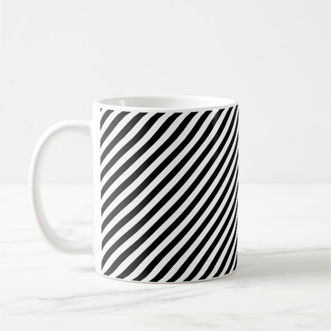 Svartvit, liten diagonal Rand Mönster Kaffemugg (Vänster)
