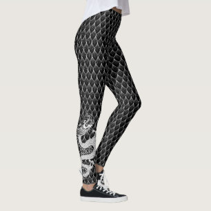 Svartvit liten drake leggings